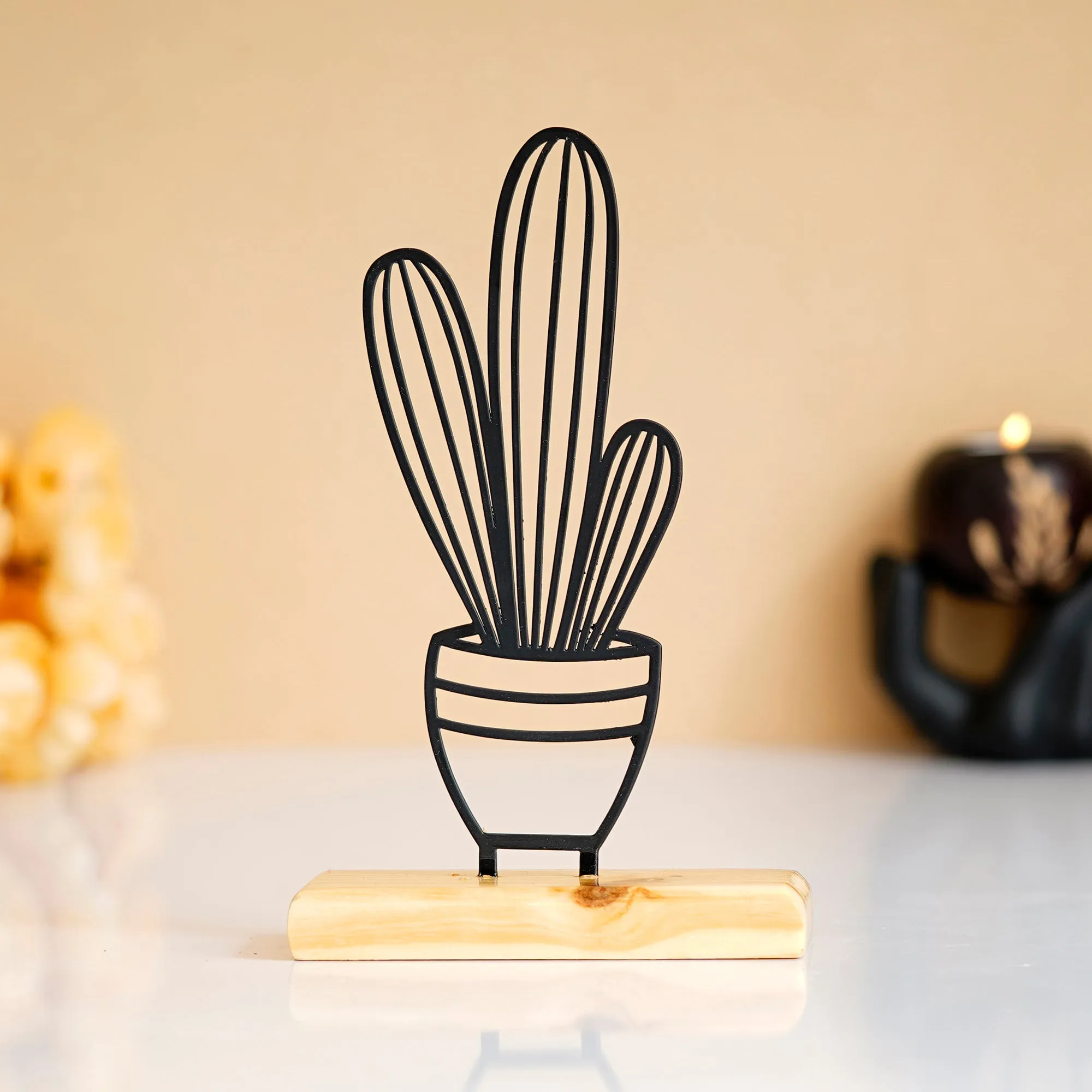 Cute Cactus Metal Sculpture