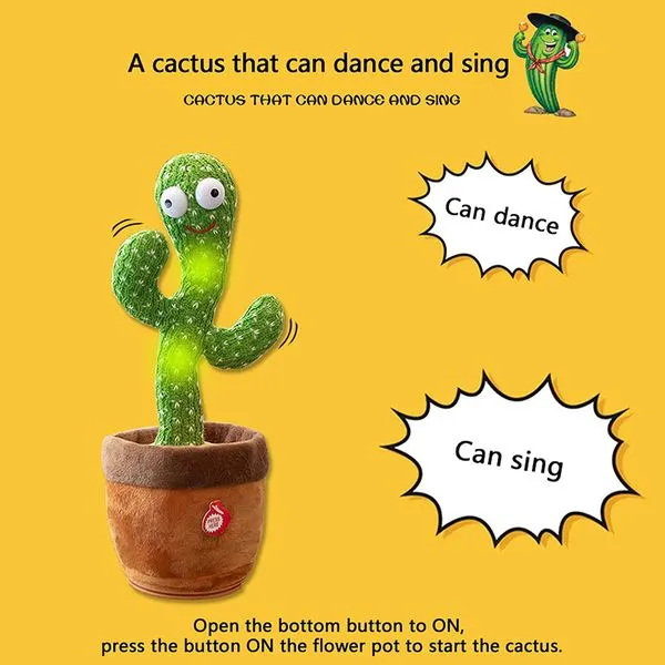 Dancing Cactus Toy Winter Style with Hat and Muffler