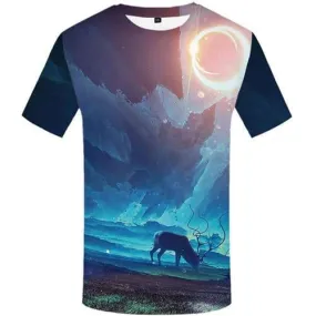 Deer T shirts Men Graffiti Shirt Print Animal Tshirt Printed Harajuku T-shirts Graphic Moon T shirts Funny Short Sleeve