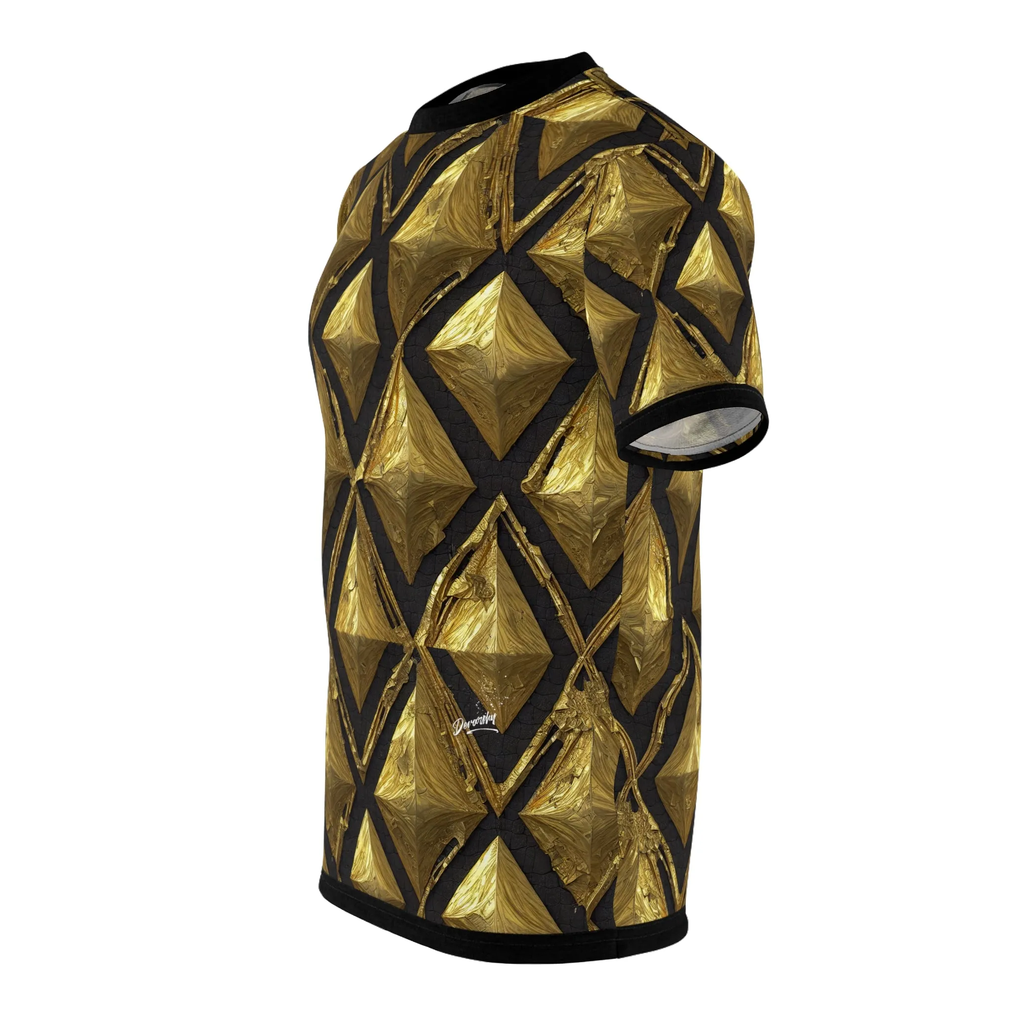 Diamond Pattern Golden T-Shirt Unisex All Over Print Tee Gold and Black Unisex T-Shirt  | X3348A