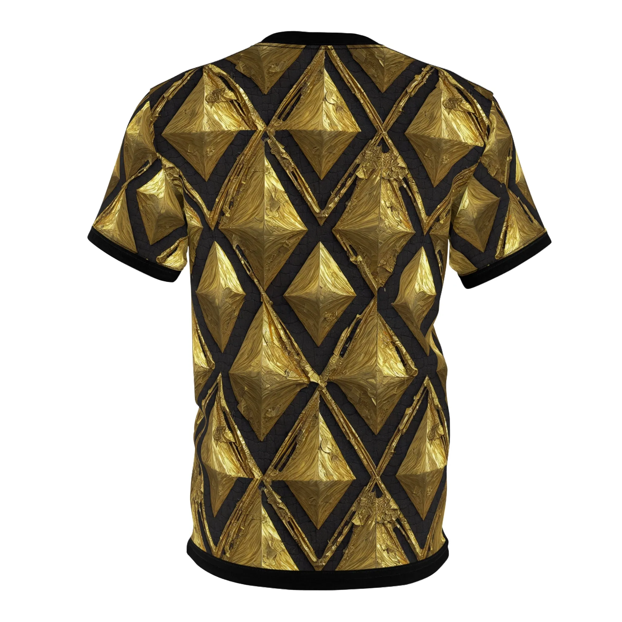 Diamond Pattern Golden T-Shirt Unisex All Over Print Tee Gold and Black Unisex T-Shirt  | X3348A