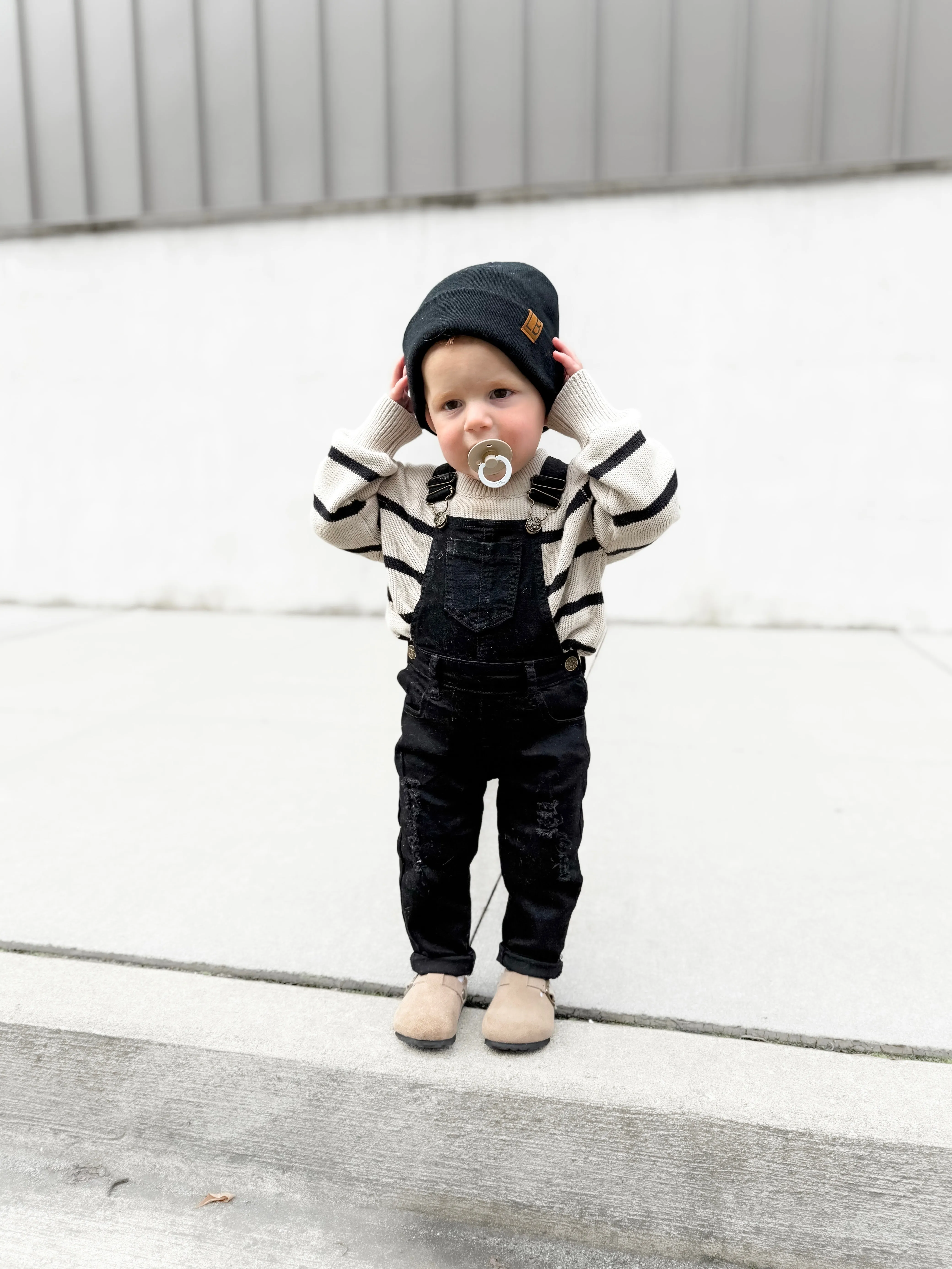 Distressed Denim Overall - Black Wash