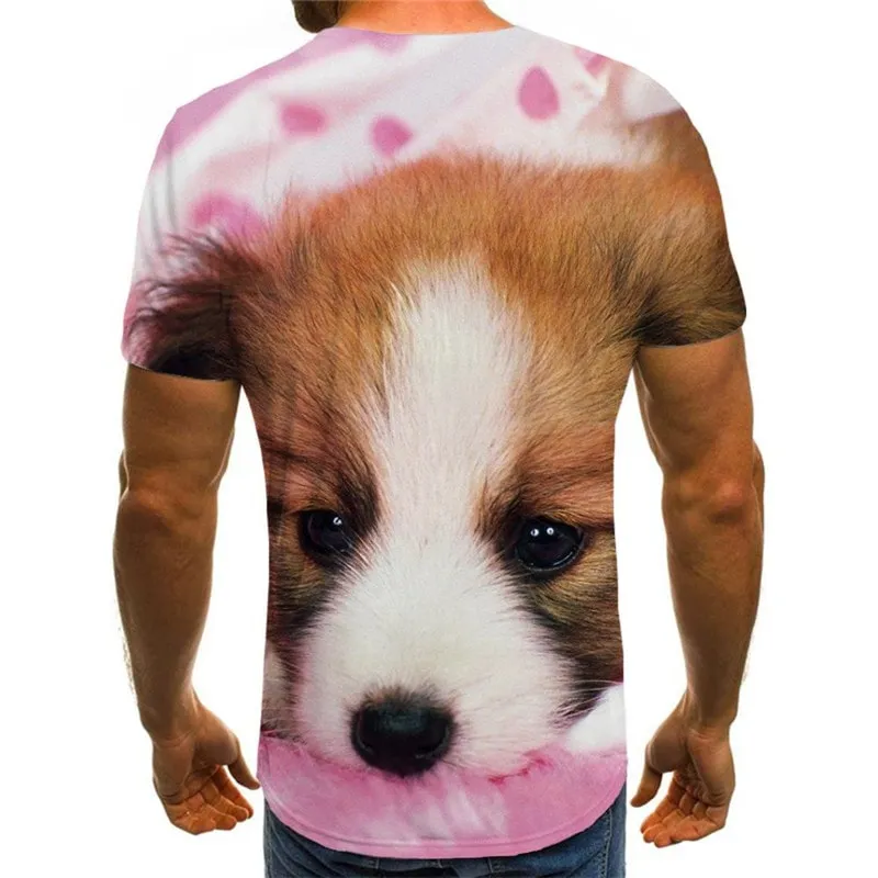 dog t shirt Hip hop tshirt 3D Puppy Cute animal Casual big Smart dogs art costume male