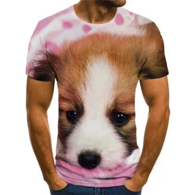 dog t shirt Hip hop tshirt 3D Puppy Cute animal Casual big Smart dogs art costume male