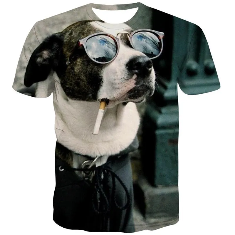 dog t shirts 3D tshirt Puppy Cute animal art costume big Smart dogs Casual men's