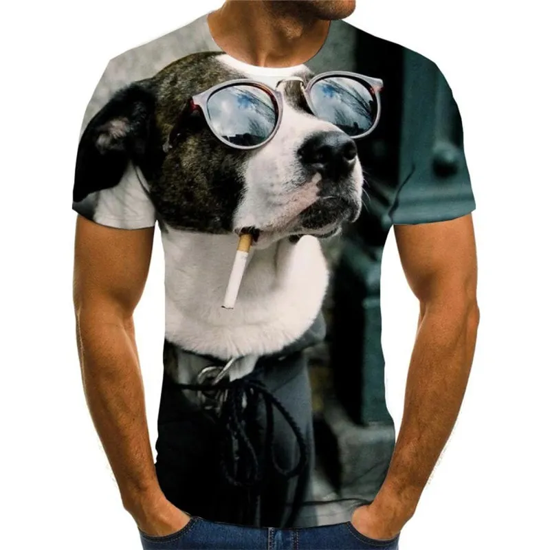 dog t shirts 3D tshirt Puppy Cute animal art costume big Smart dogs Casual men's