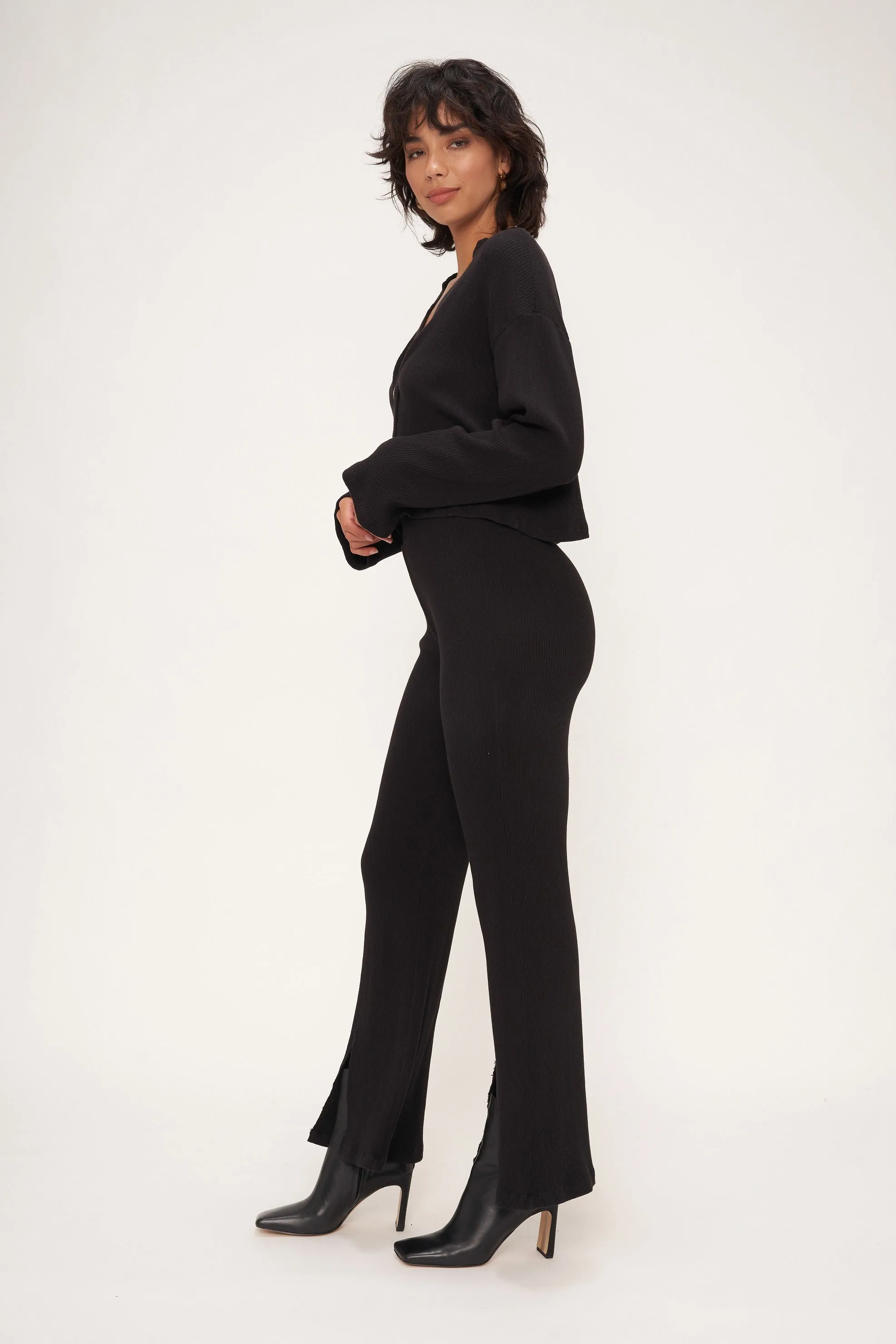 Dylan Front Slit Rib Pant