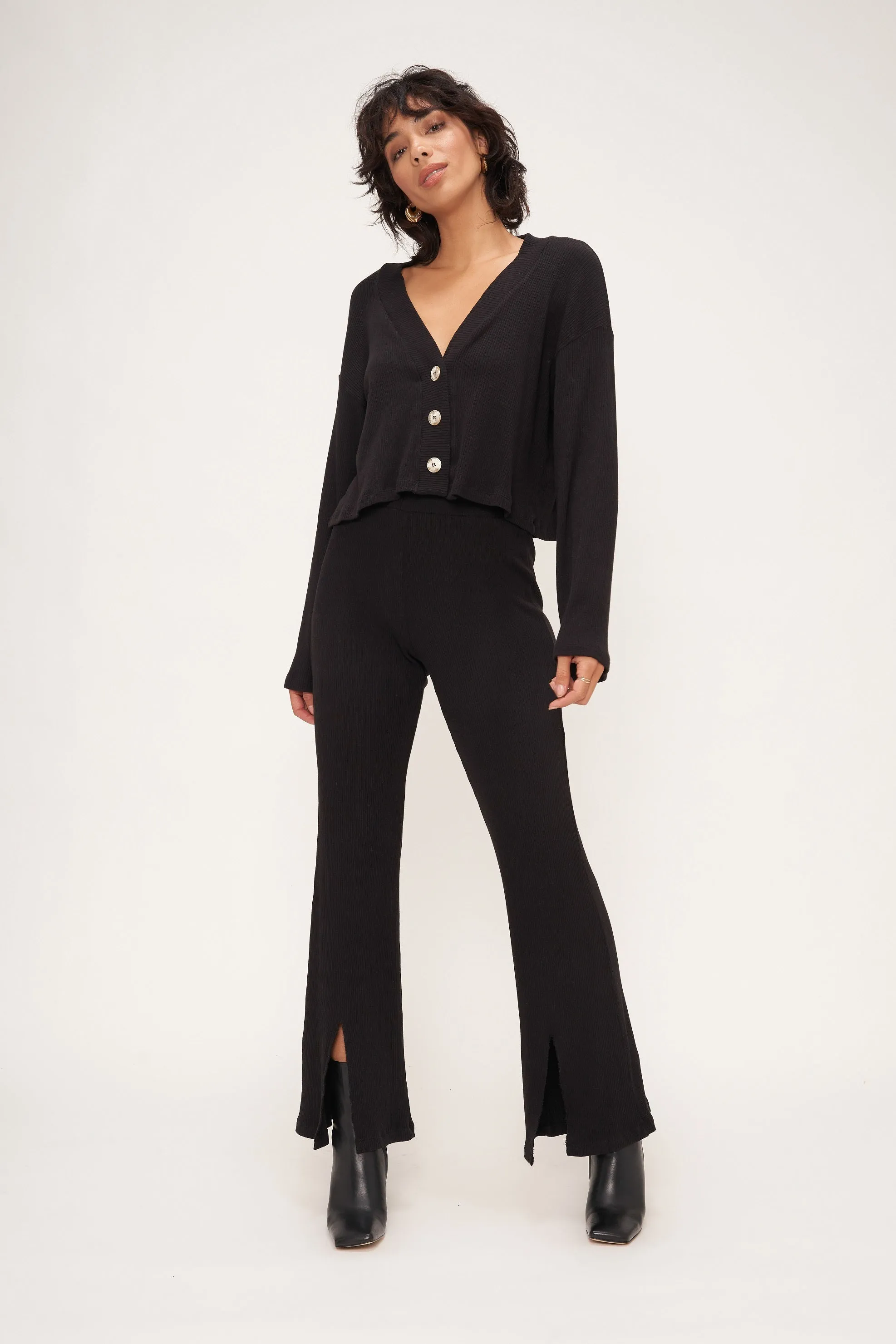 Dylan Front Slit Rib Pant