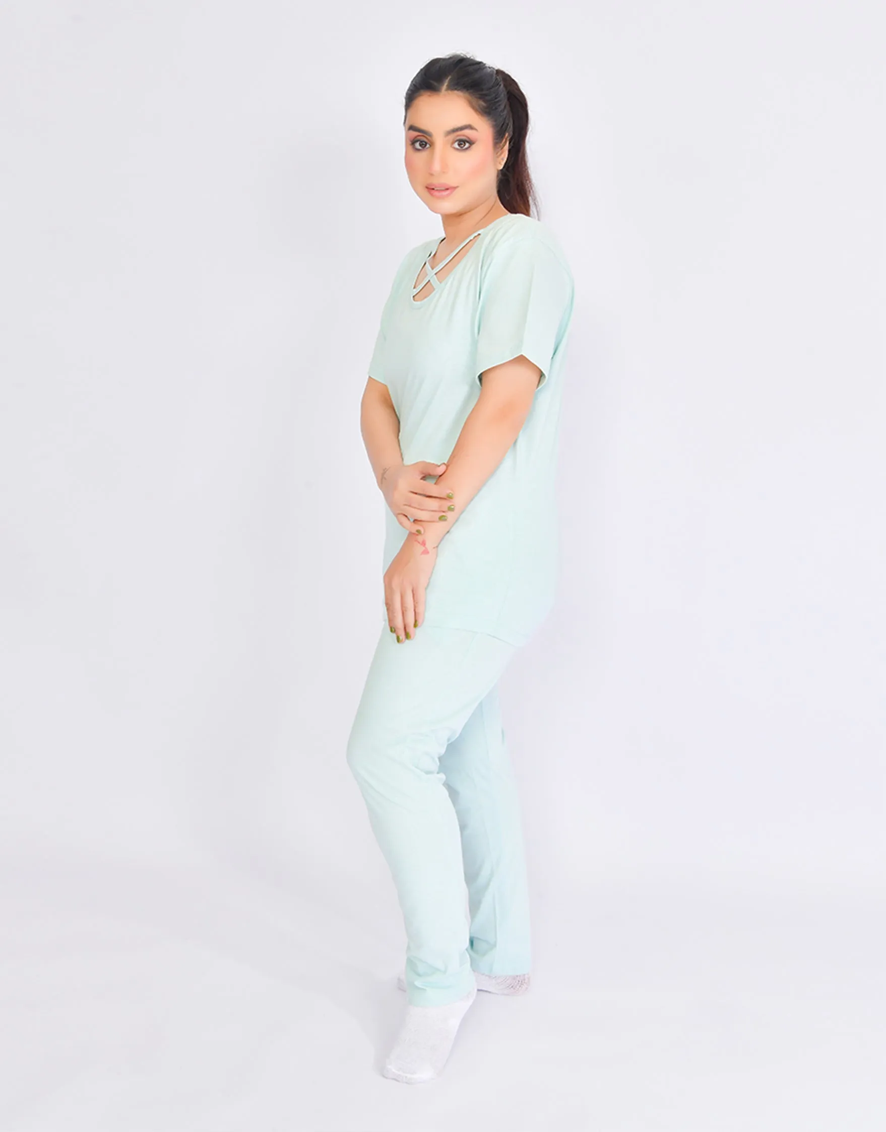 EDBR Pistachio Ladies T-Shirt-Sky Blue