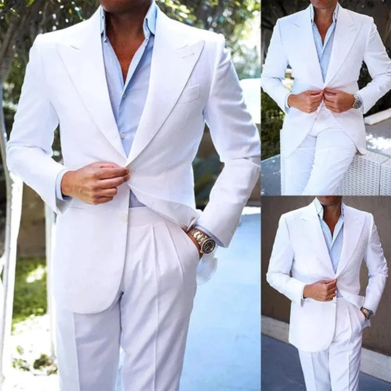 Elegant Suits for Men Blazer White Skinny Terno