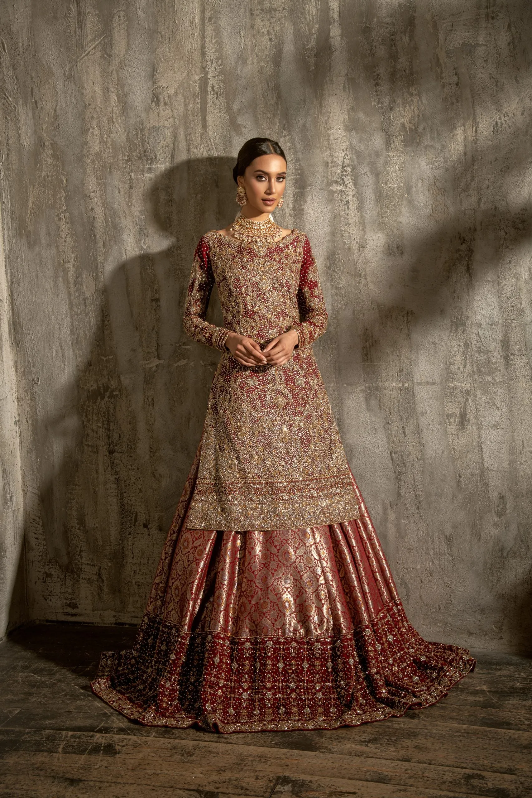 Embellished Kameez with Banarsi Lehenga Dress #BN1132