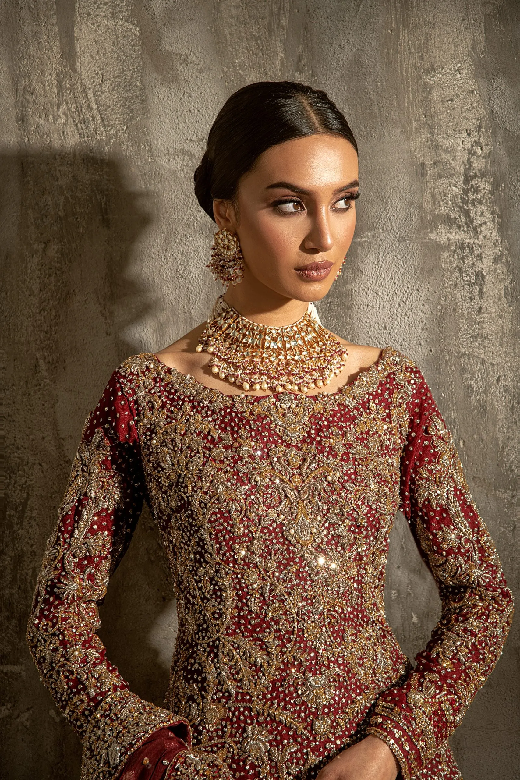 Embellished Kameez with Banarsi Lehenga Dress #BN1132