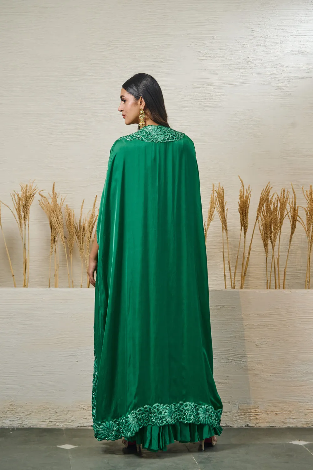 Emerald Green Cape With Gown