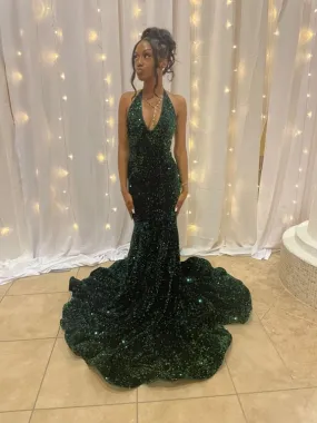 Emerald green prom dress Long Party Dress Formal Dress      fg3465