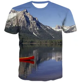 fishing T-shirt Men fish Tshirt Printed lake Tshirts Novelty Short Sleeve