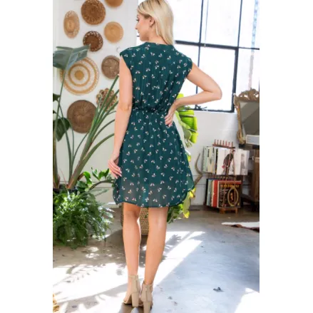 Forest Green with Bee Print Shirt Dress