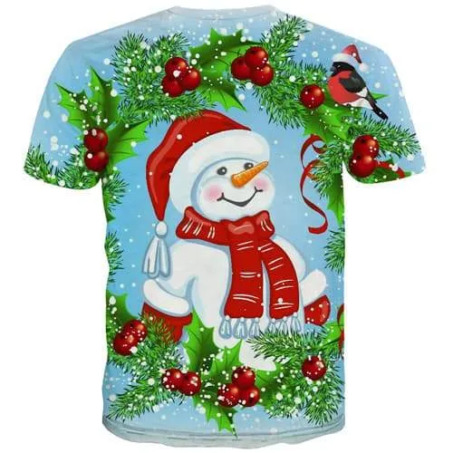 Funny T shirts Men Snowman Tshirts Casual Christmas T shirts Funny Harajuku Tshirt Printed Christmas Party Tshirts Novelty