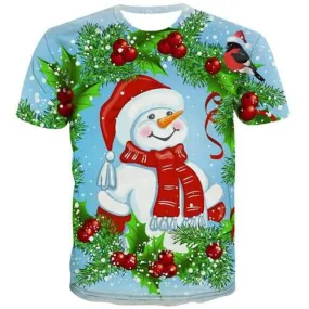 Funny T shirts Men Snowman Tshirts Casual Christmas T shirts Funny Harajuku Tshirt Printed Christmas Party Tshirts Novelty