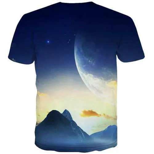 Galaxy T-shirt Men Earth T shirts Funny Mountain Tshirts Novelty Space T-shirts Graphic Harajuku Tshirt Anime Short Sleeve