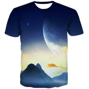 Galaxy T-shirt Men Earth T shirts Funny Mountain Tshirts Novelty Space T-shirts Graphic Harajuku Tshirt Anime Short Sleeve