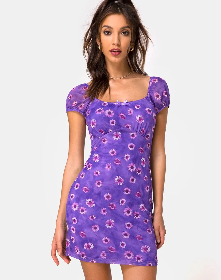 Galot Mini Dress in Daisy Daze Purple