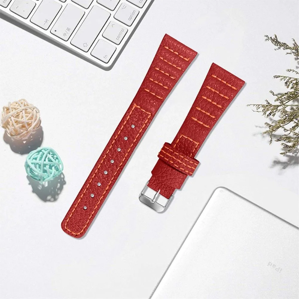 Garmin Vivomove HR / Vivomove wave stitching lines genuine leather watch strap - Red