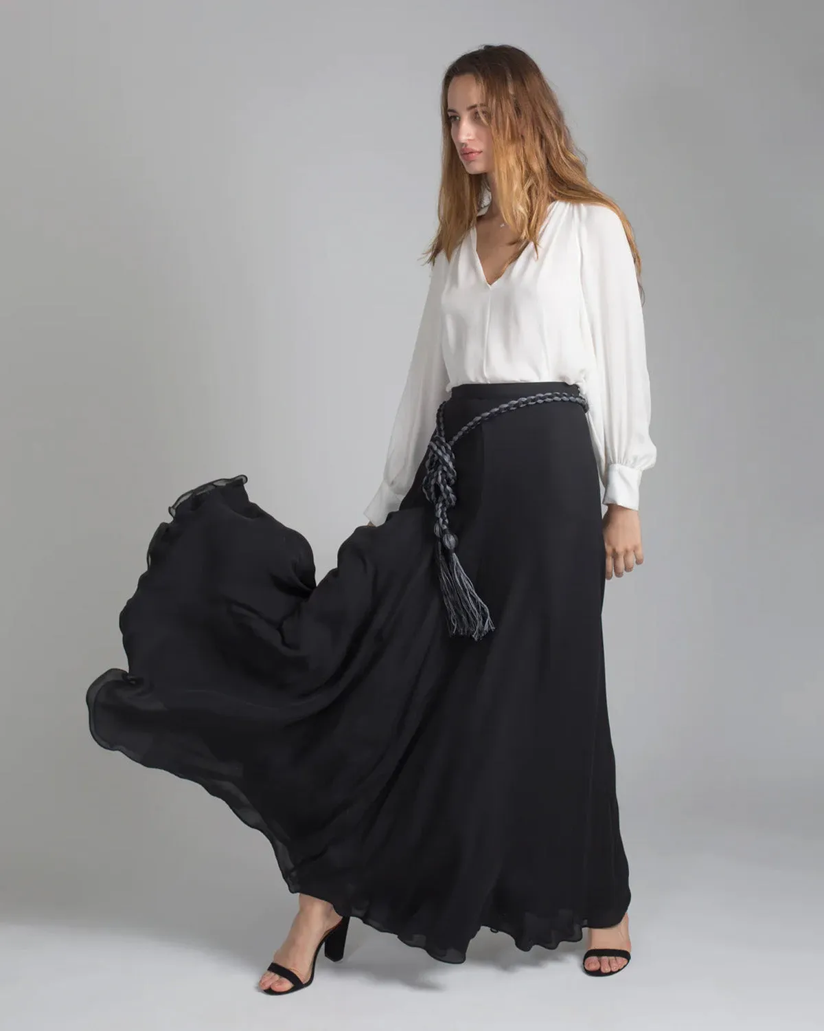 Georgette Long Double Layer Skirt