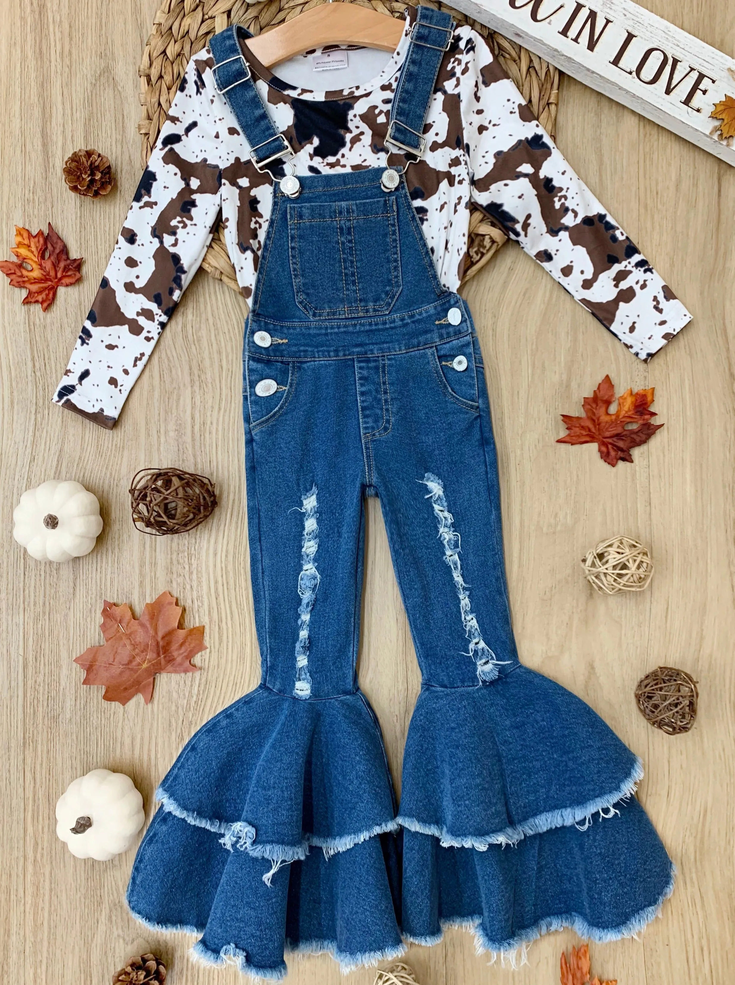 Girl Power Flared Denim Overall Set