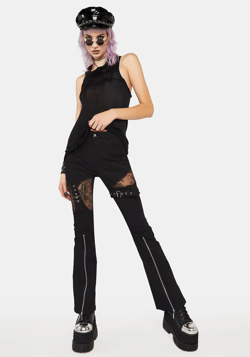 Gothic Elastic Flare Pants