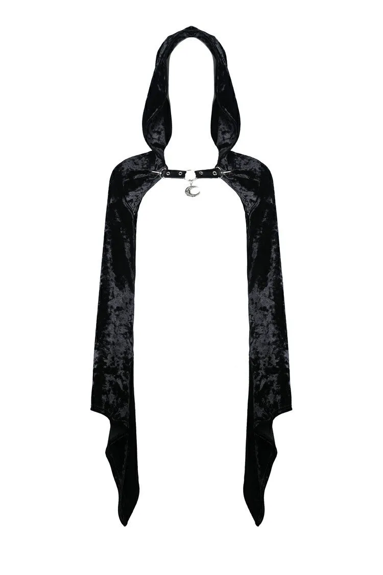 Gothic shining velvet witch cape with pointed cap BW077