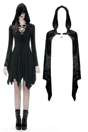 Gothic shining velvet witch cape with pointed cap BW077