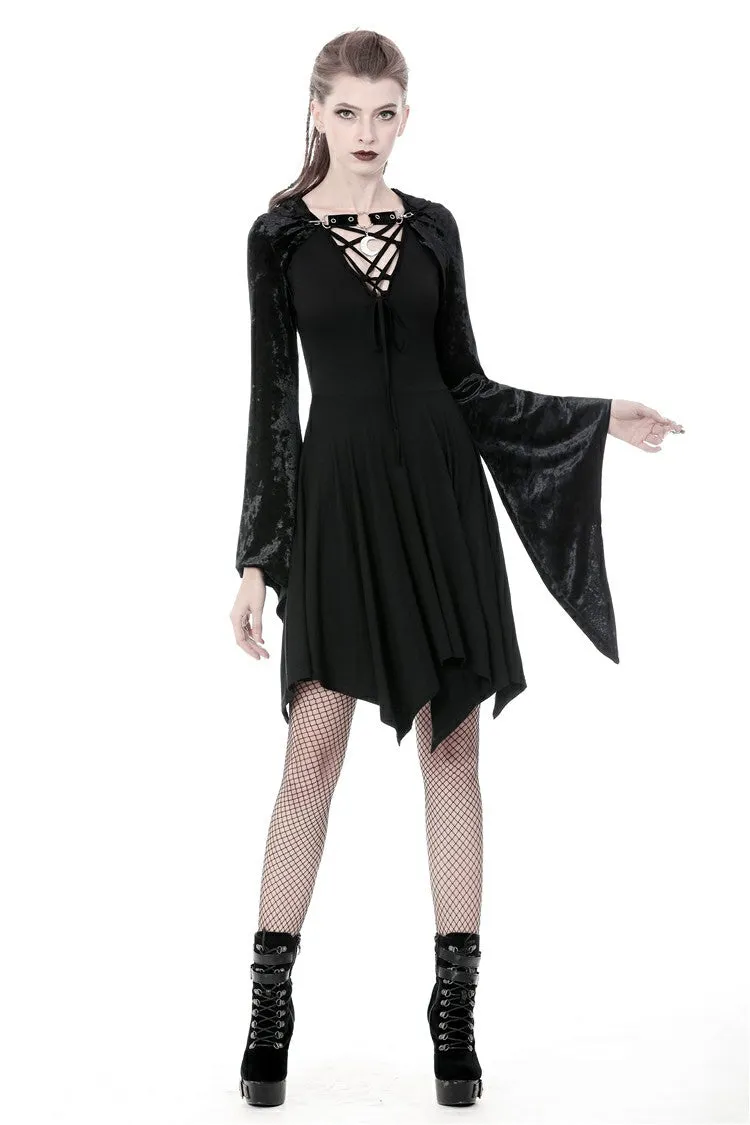 Gothic shining velvet witch cape with pointed cap BW077