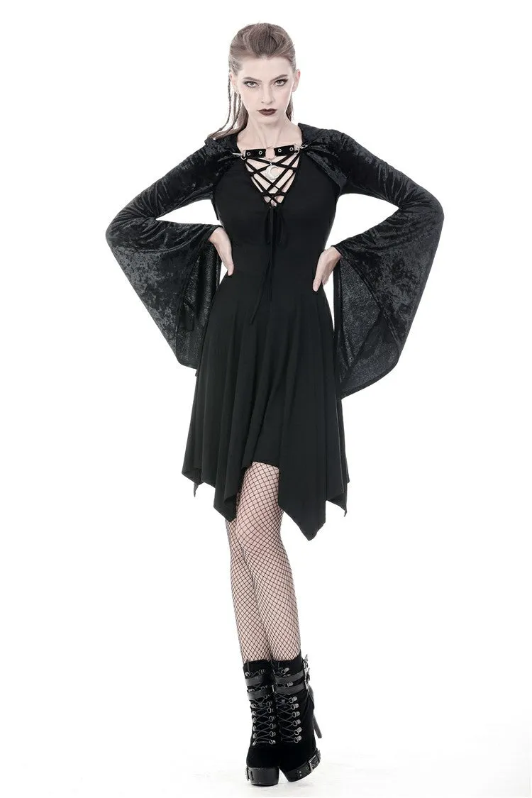 Gothic shining velvet witch cape with pointed cap BW077