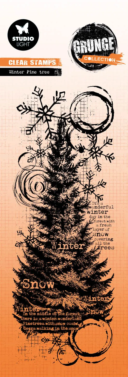 GR Clear Stamp Winter Pine Tree Grunge Collection 1 PC