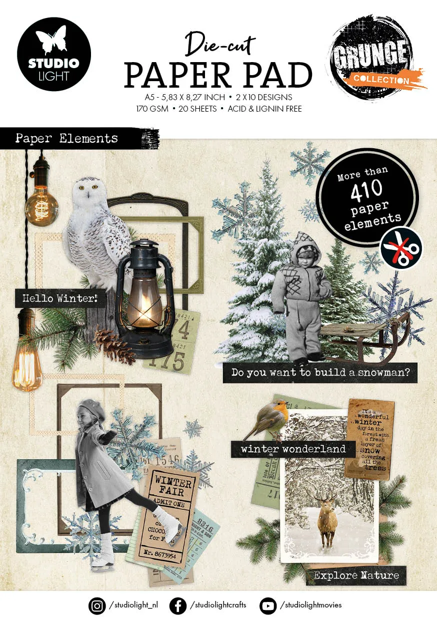 GR Die-Cut Paper Pad Paper Elements Grunge Collection 20 SH