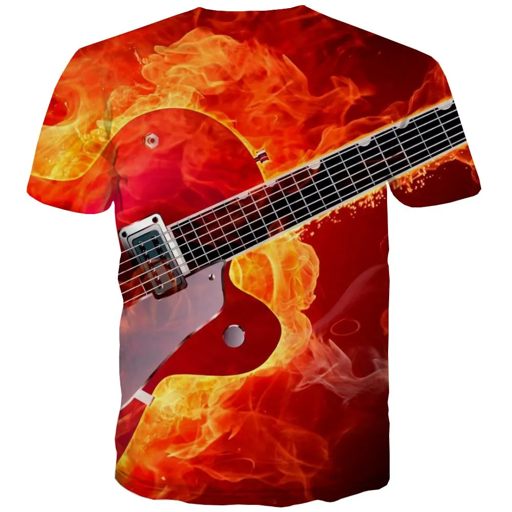 Guitar T shirts Men Music Shirt Print Wooden Tshirt Printed Metal Tshirts Casual