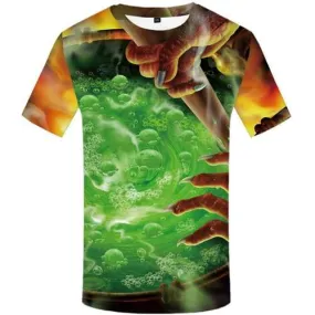 Halloween T-shirt Men Harajuku Tshirts Casual Green Shirt Print Psychedelic Tshirts Novelty Witch Tshirt Printed Short Sleeve