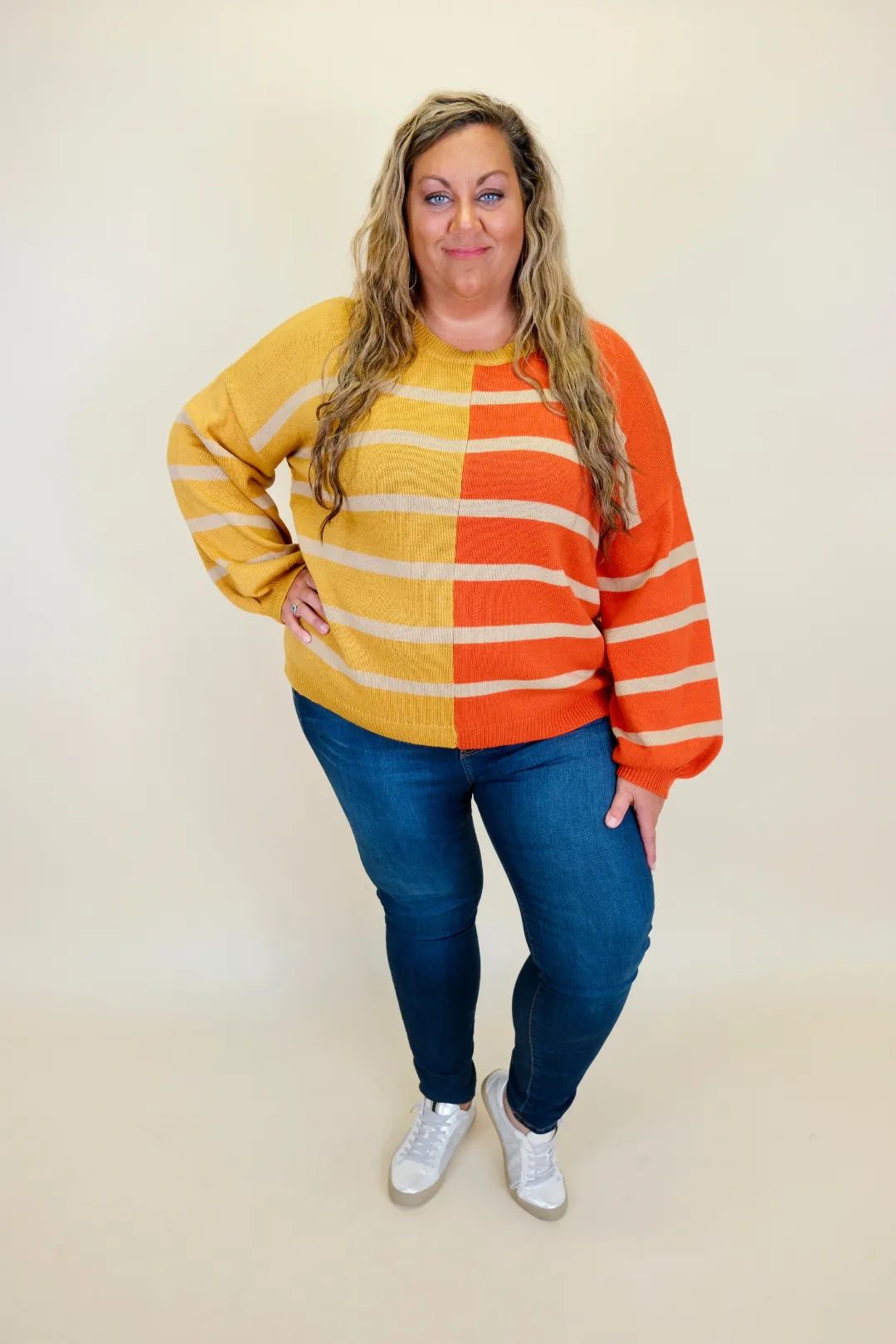 Harvest Stripes Top In Plus