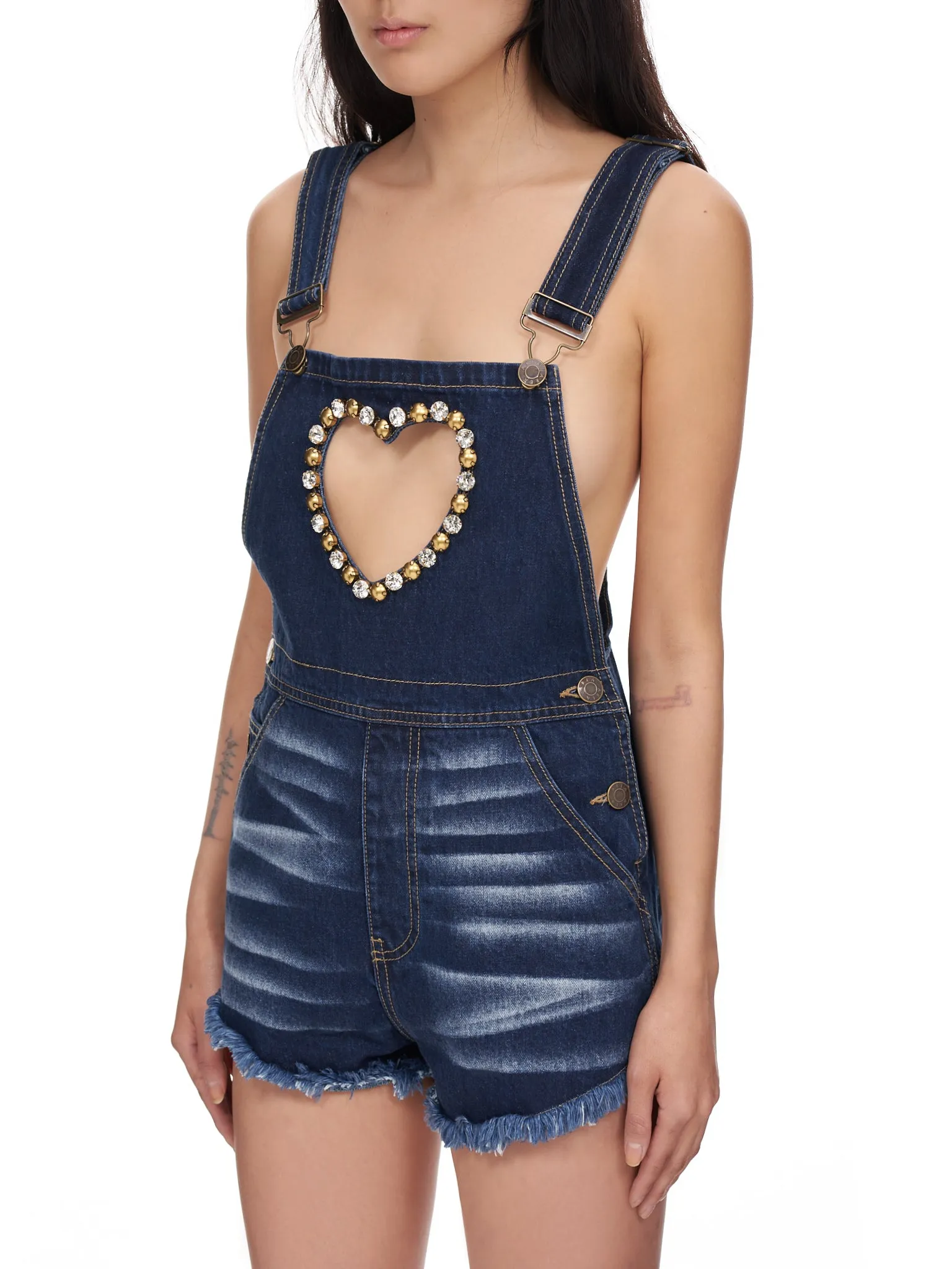 Heart Cutout Overall (2201JS02026-WASHED-INDIGO)