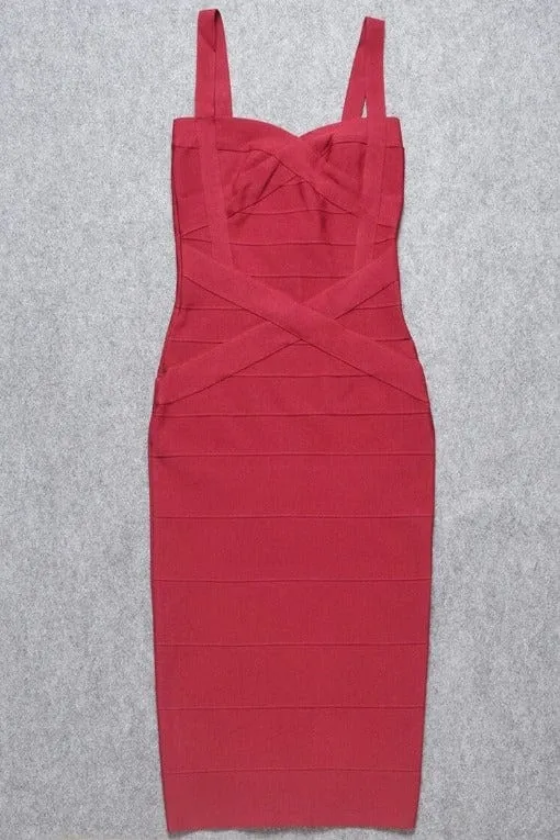 Heidi Bandage Midi Dress - Red Wine