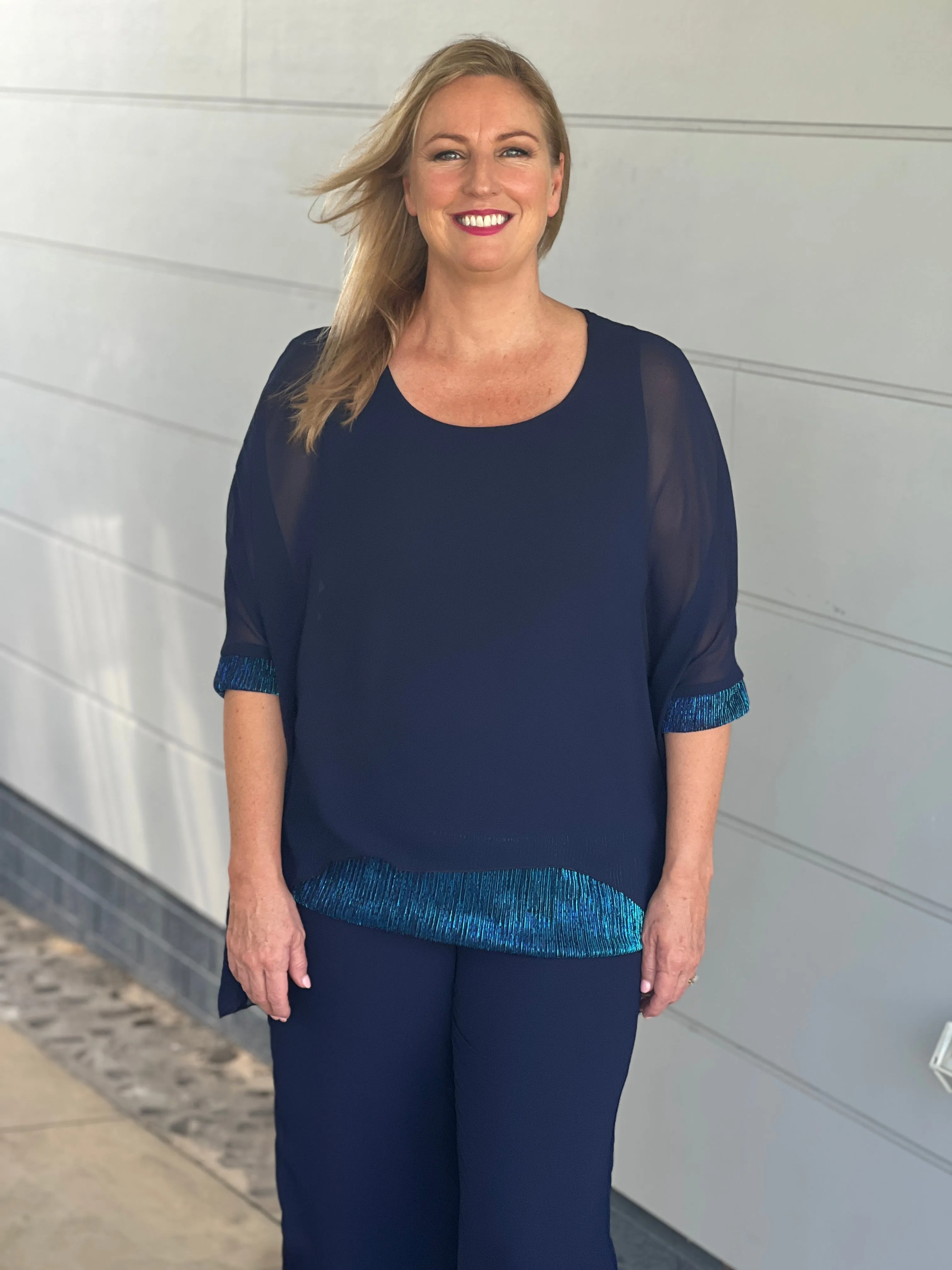 Helga Navy Evening Top