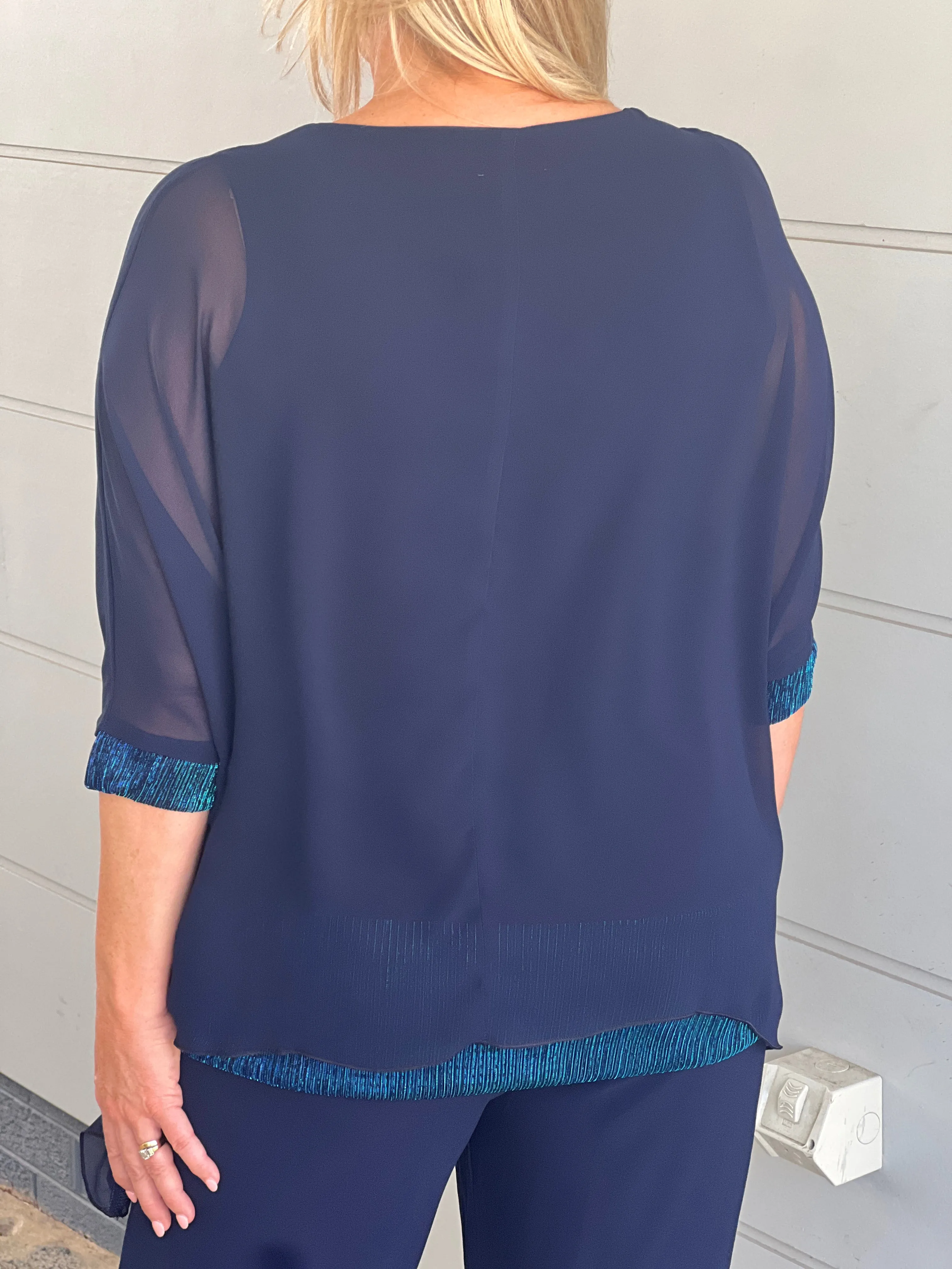 Helga Navy Evening Top