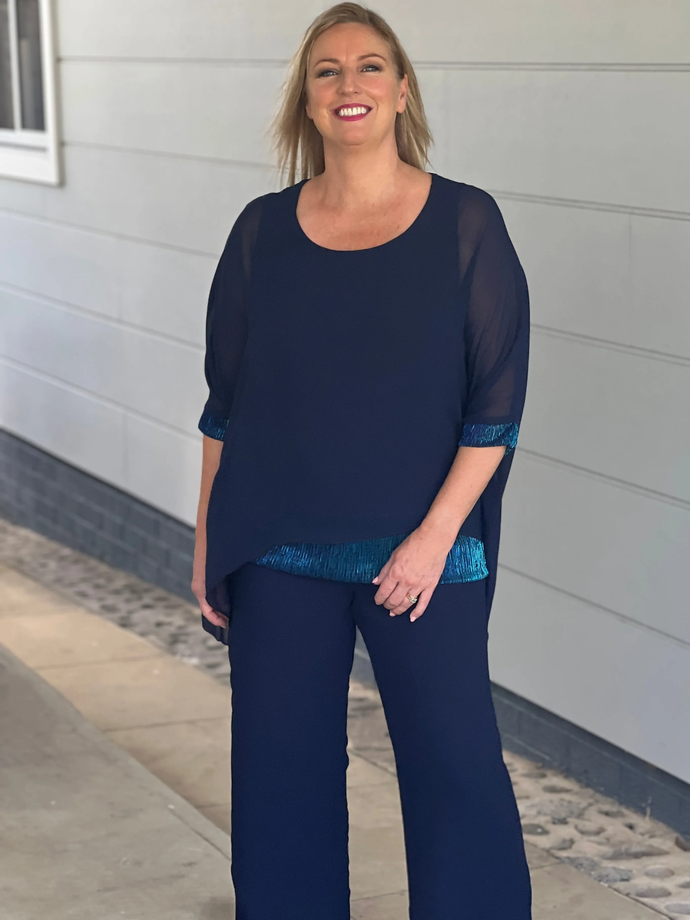 Helga Navy Evening Top