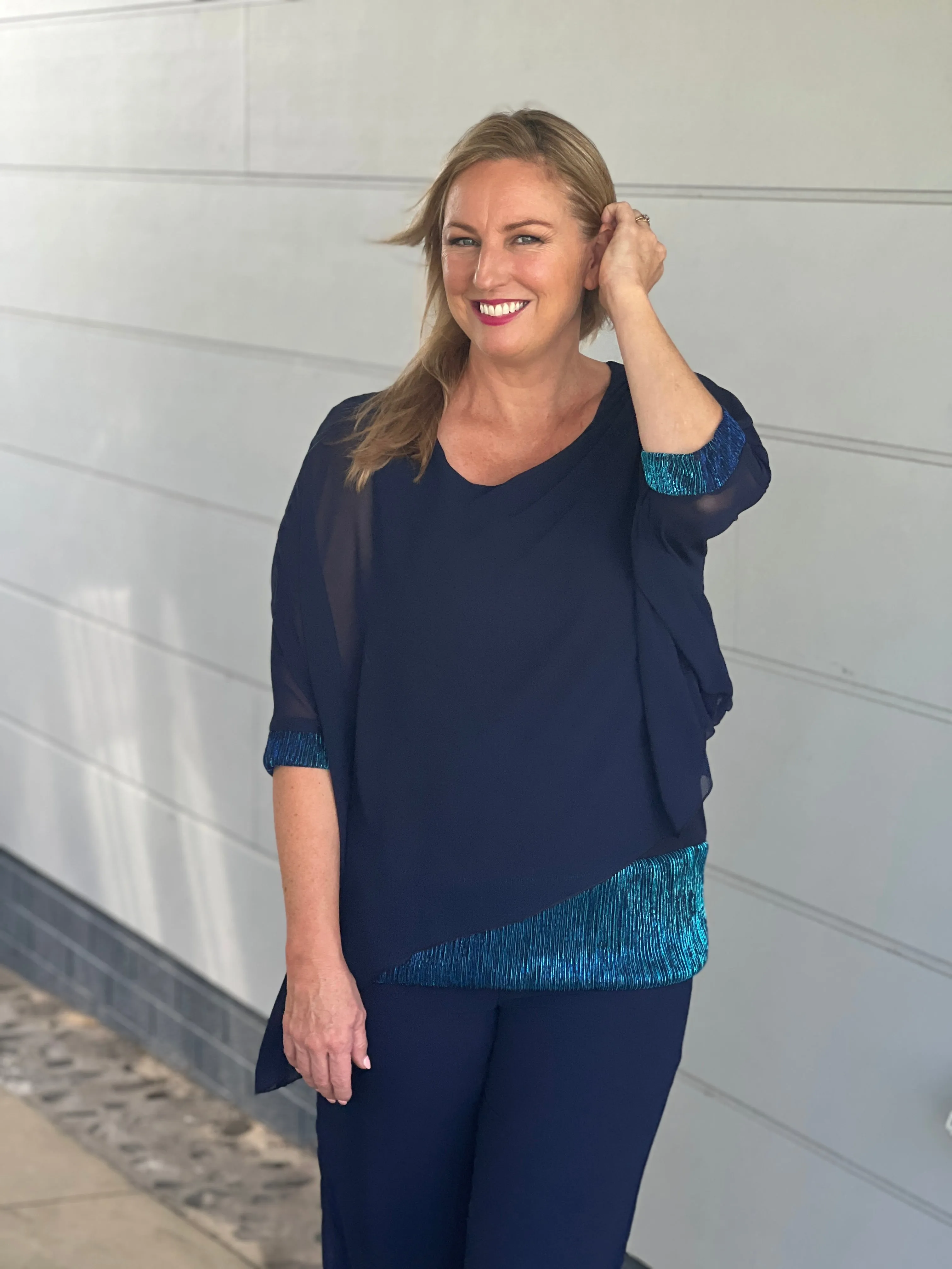 Helga Navy Evening Top