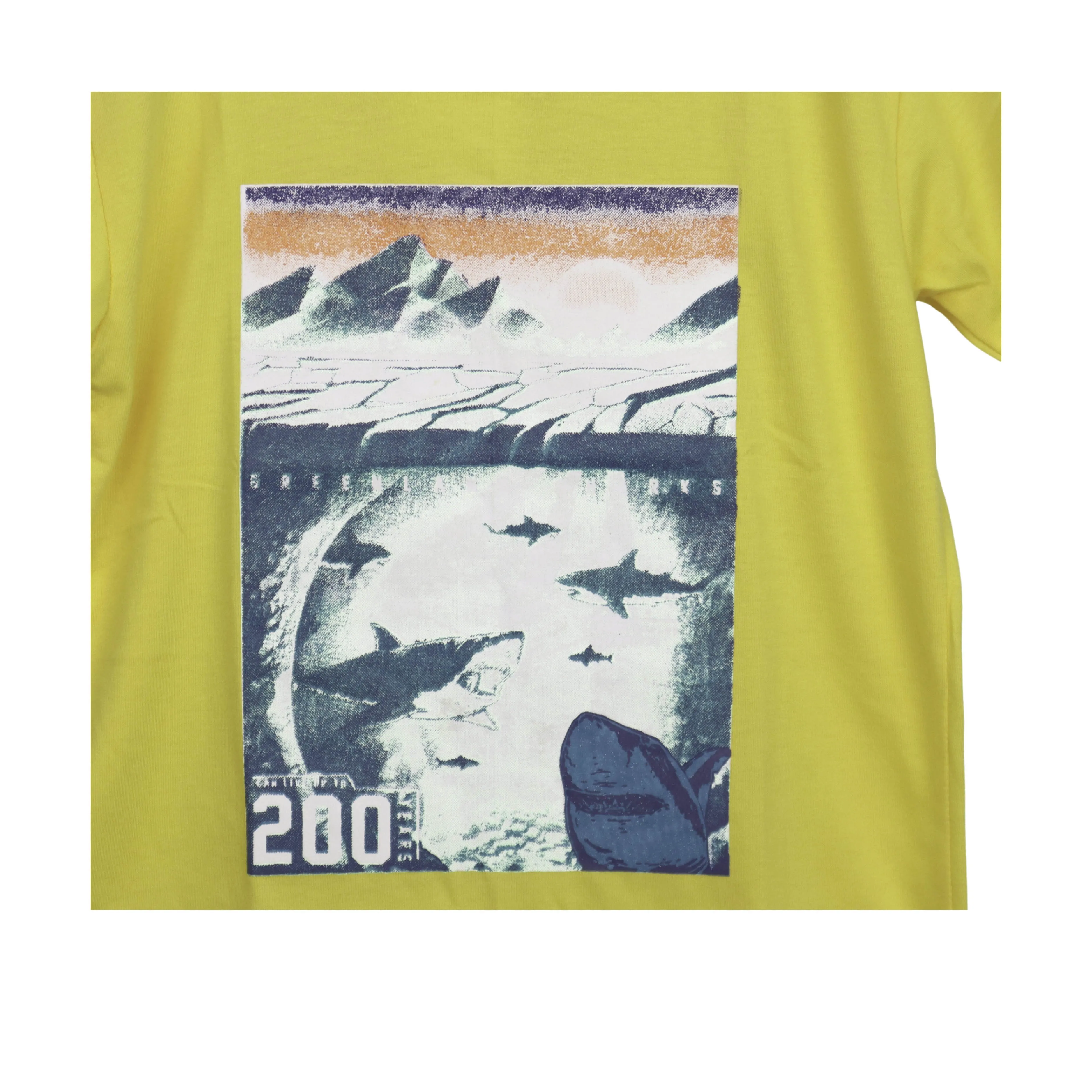 JKC Short Sleeves T-shirt with Greenland Shark Spot Print - Yellow