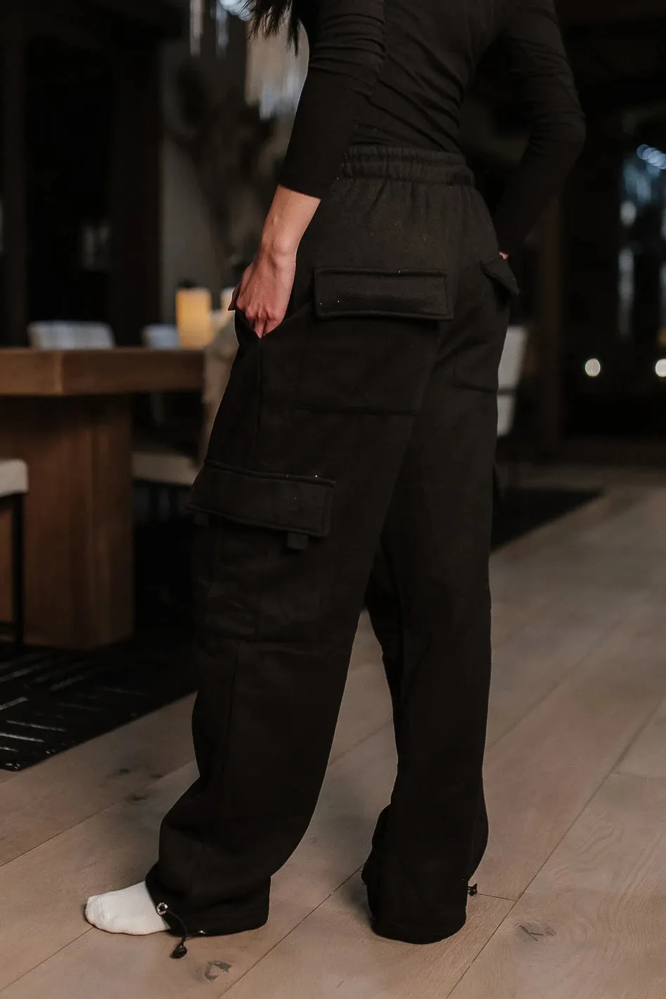 Joanna Cargo Sweatpants in Black - FINAL SALE