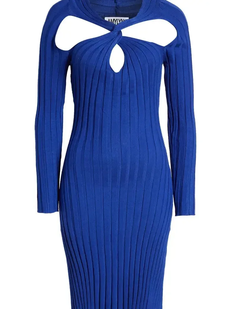 Juliette Electric Blue Twist Sweater Dress