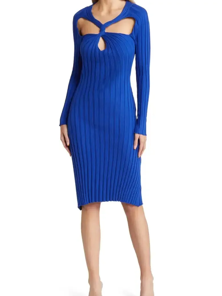 Juliette Electric Blue Twist Sweater Dress