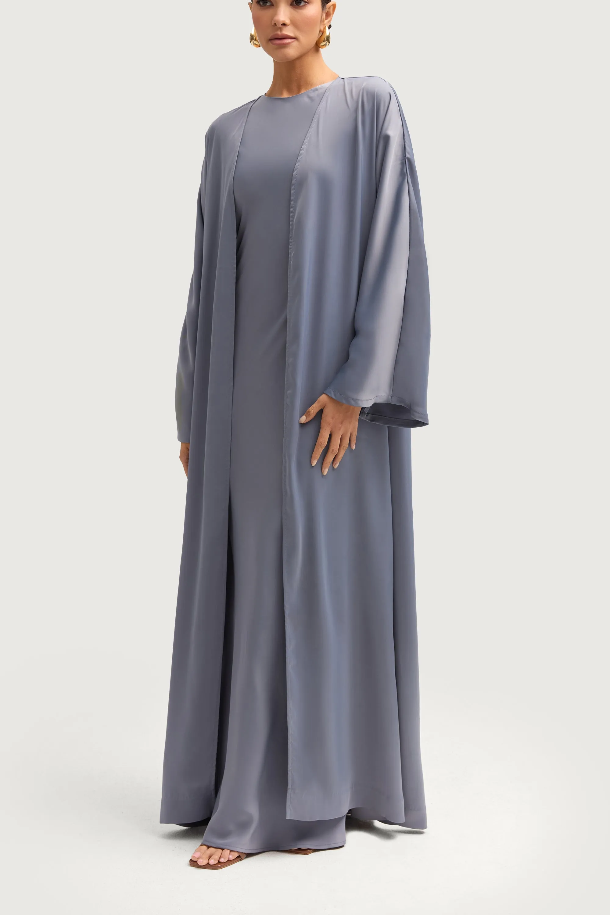 Kamila Open Abaya - Winter Blue