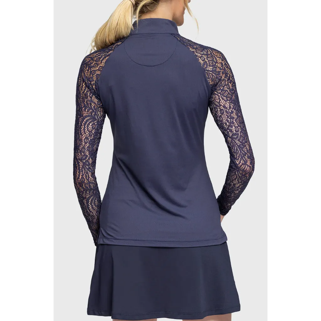 Kastel Denmark Long Sleeve Sunshirt Navy Lace with Gold Zip